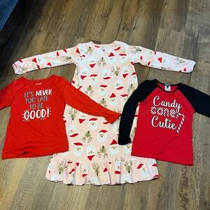 Carter's Santa and Reindeer Nightgown and pajama tops bundle